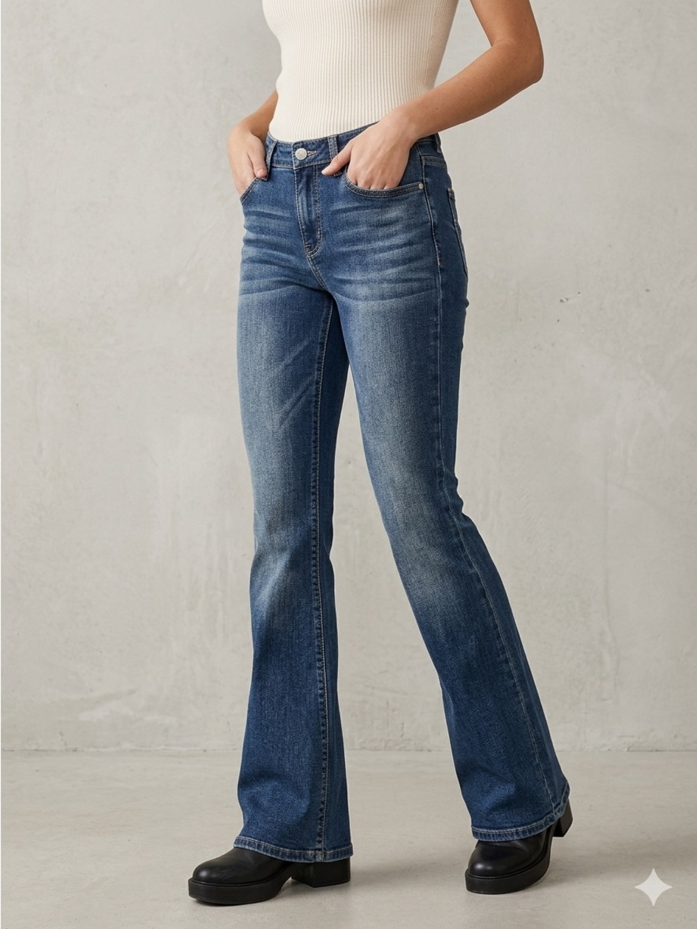 SB Denim Suzy Mid Rise Jeans Flare Leg - Size 7/8